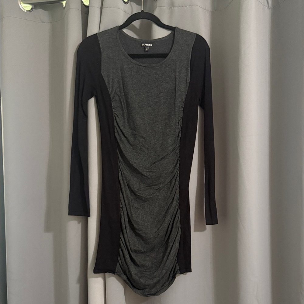 Express Black and Gray Long Sleeve Dress